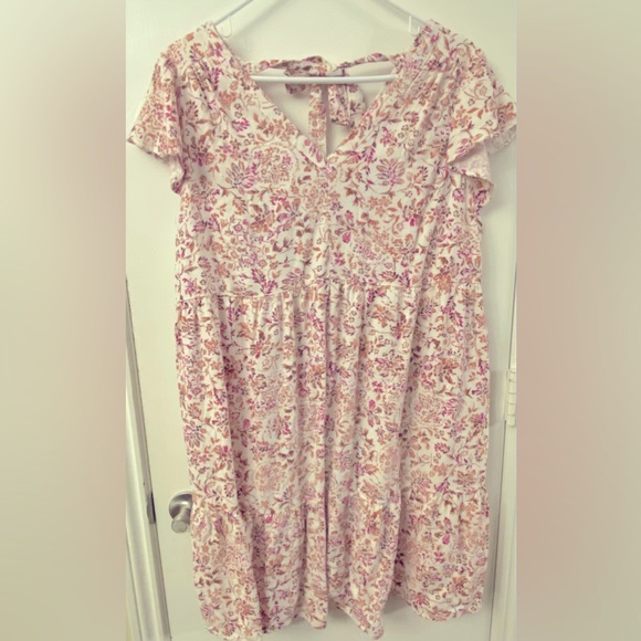 Pink & Tan Floral with white Maternity Dress/Top - Size M - Picture 2 of 4